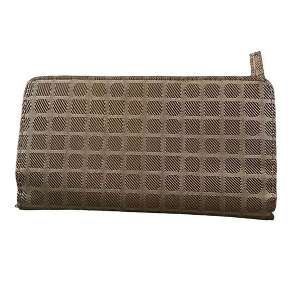 Checkered Billfold Wallet Clutch ID Card Holder Travel Vacation Elegant Neutral - Picture 2 of 9